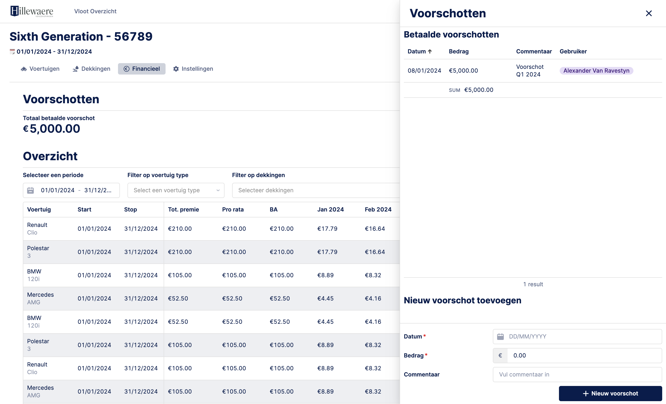 Adding an advance payment to a client’s fleet