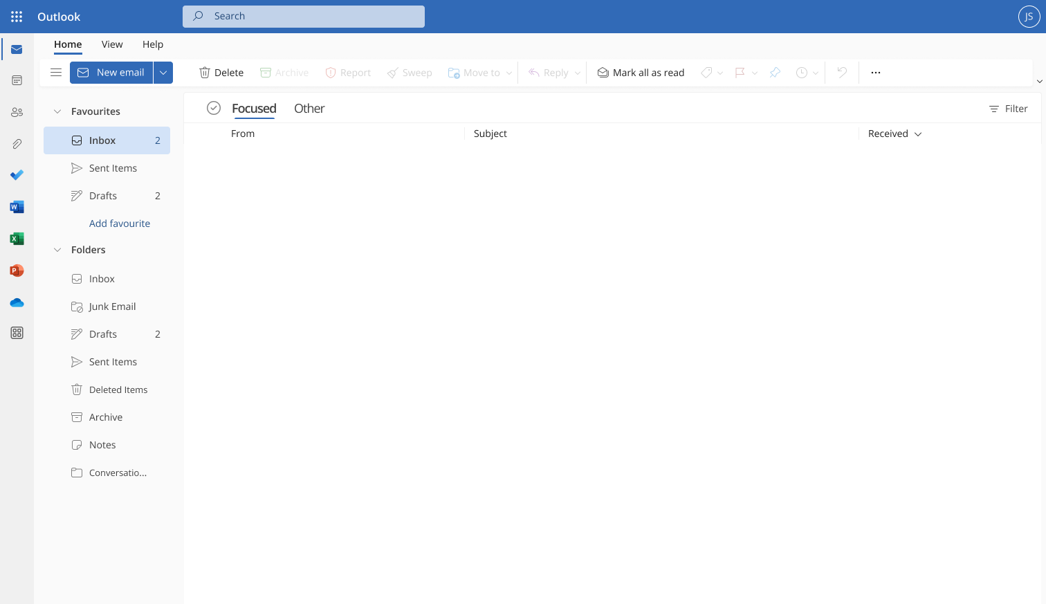 An Outlook inbox