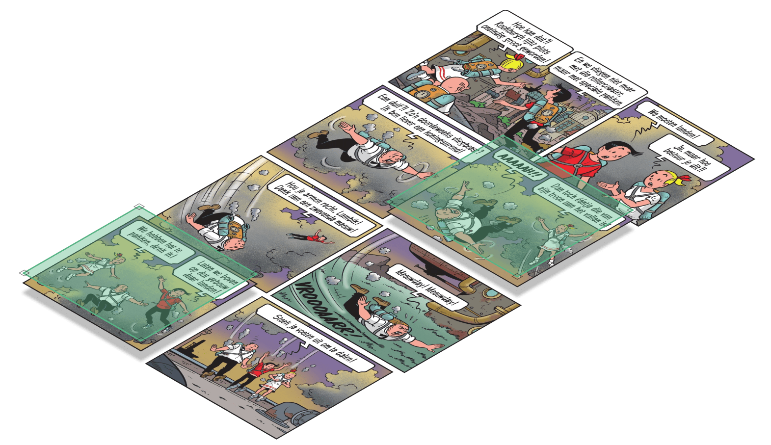 Comic pages split into panels for the Strips.be app