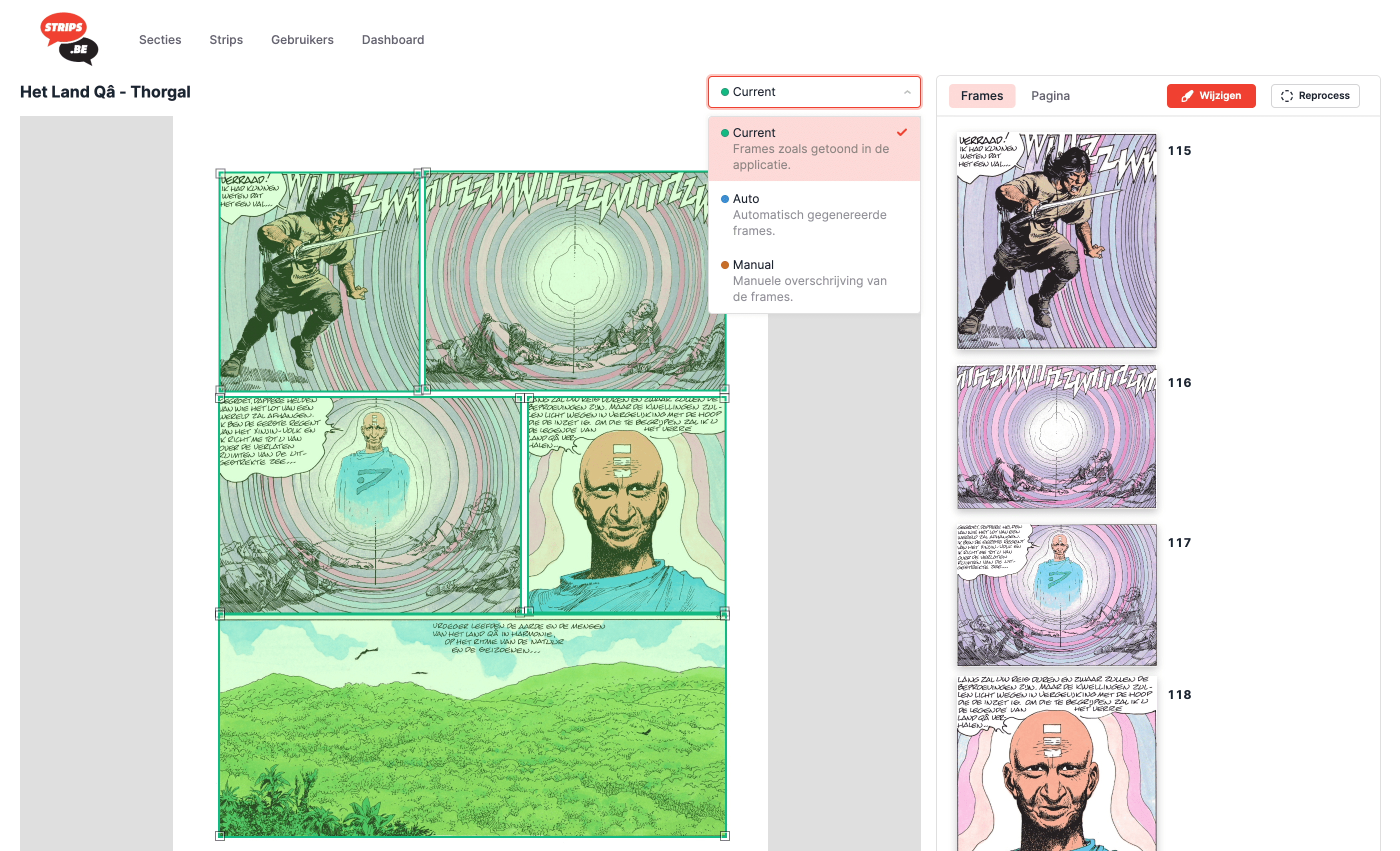 Choosing between current, automatic and manual panels for a comic