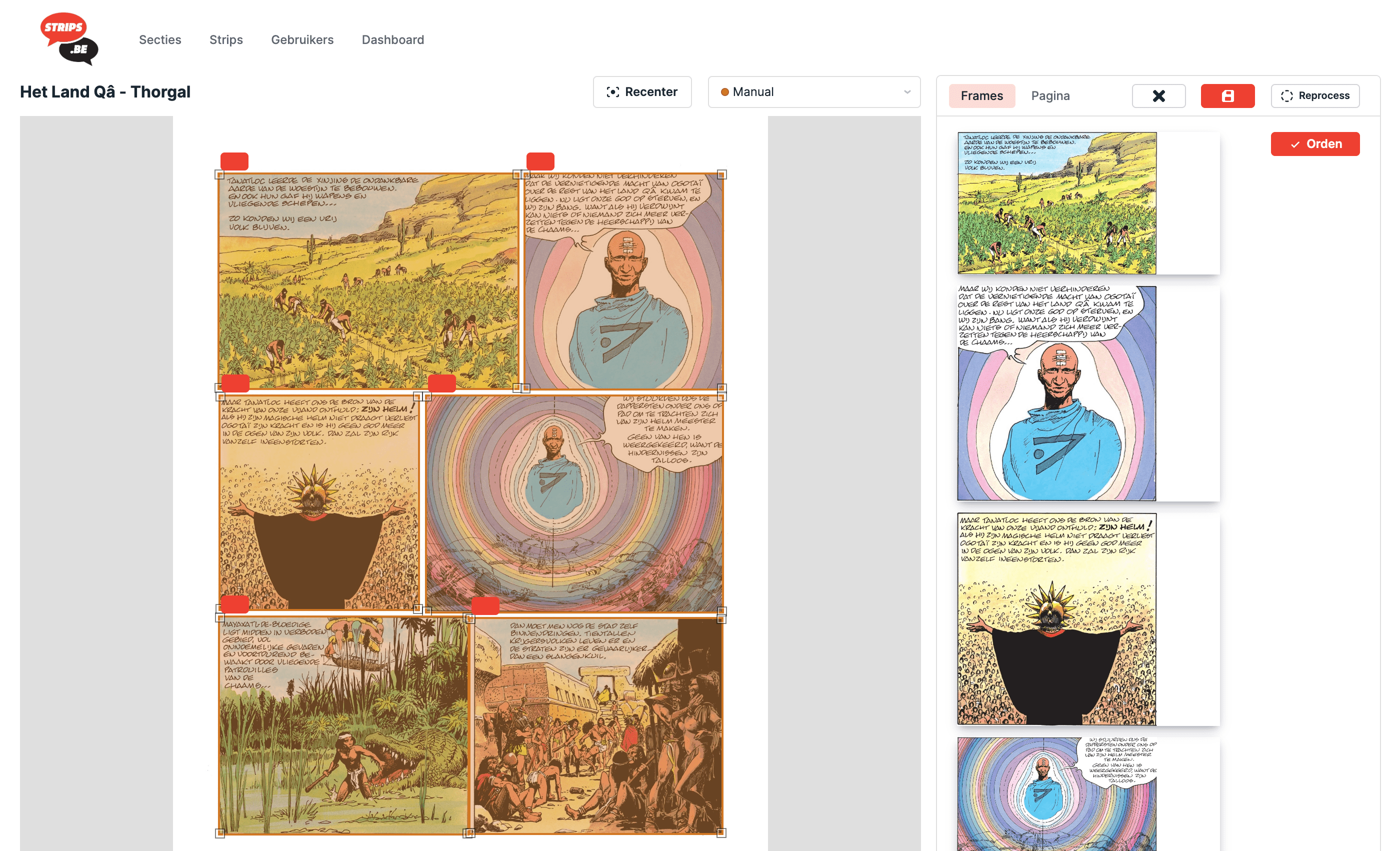 Reordering the panels of a comic page