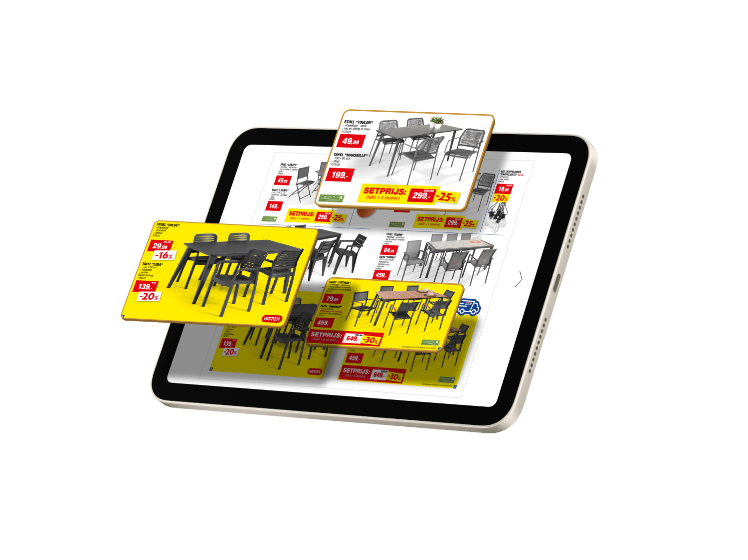 A Hubo brochure turned into a shoppable digital brochure on a tablet